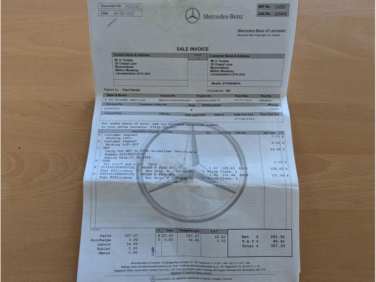 Mercedes-Benz E Class OE64XUG
